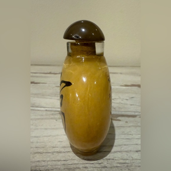 Vintage Chinese Interior Painted Glass Snuff Bottle Asian Art With Asian Writing - Picture 2 of 8